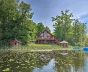 Cabin on Lake w/ 63 Acres & Trails + Guest House!