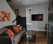 Modern rustic split-level with private balcony