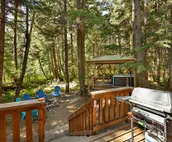 Gorgeous cabin-style home huge private hot tub, beautiful deck & fireplace