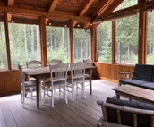 Beautiful Log Home on 5 quiet acres with private beach-steps down the road!