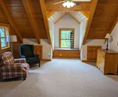 Beautiful Log Home on 5 quiet acres with private beach-steps down the road!