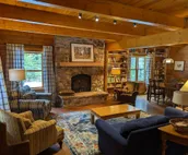 Beautiful Log Home on 5 quiet acres with private beach-steps down the road!