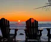 Beautiful Log Home on 5 quiet acres with private beach-steps down the road!