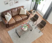 Modern city condo with Bluff Creek nature views