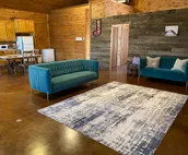 Colorado style cabin landscaped with stone walls