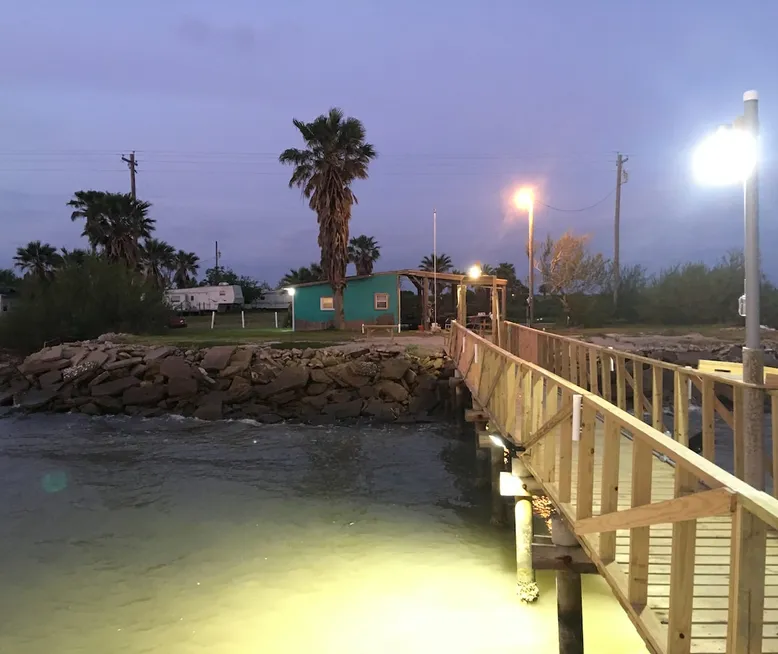 Indianola Waterfront Cabin with Lighted Pier Port Lavaca, Texas